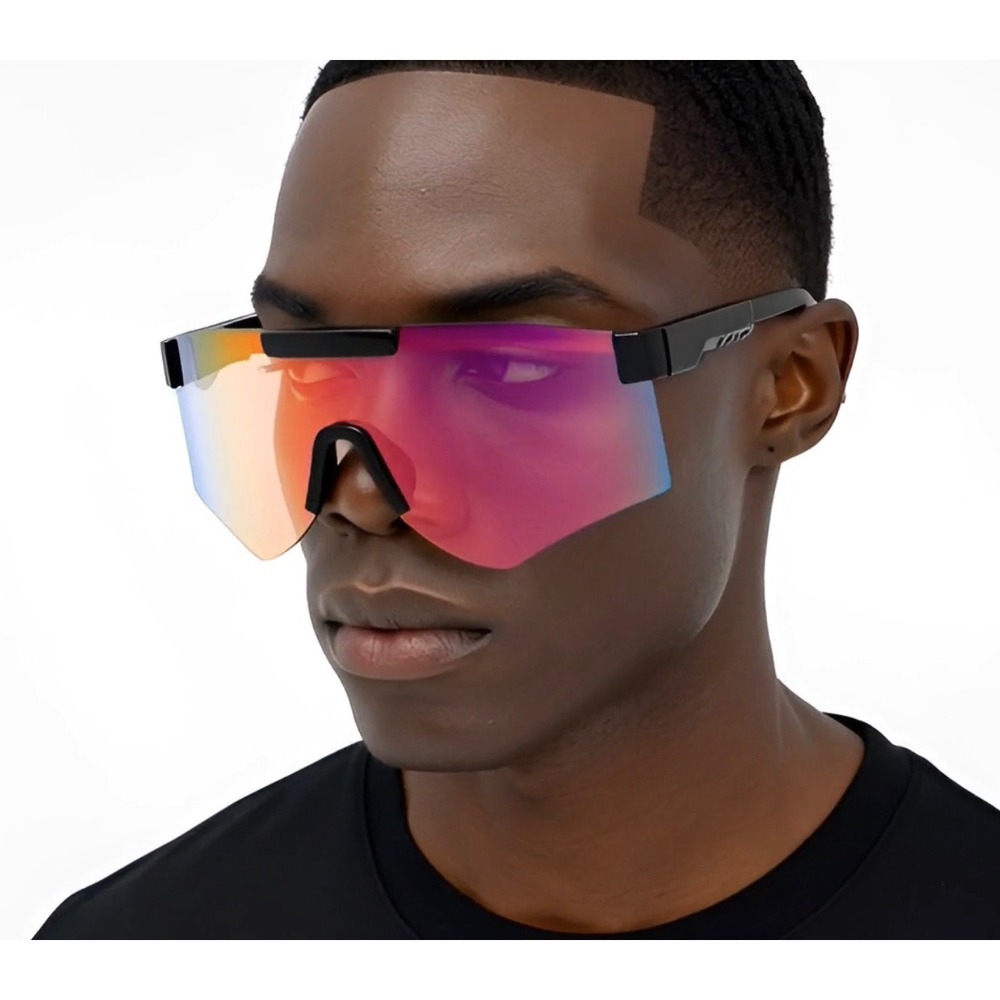Oversized One Piece Blade Sports Shield Rimless Cycling Sunglasses Mirror Lentes